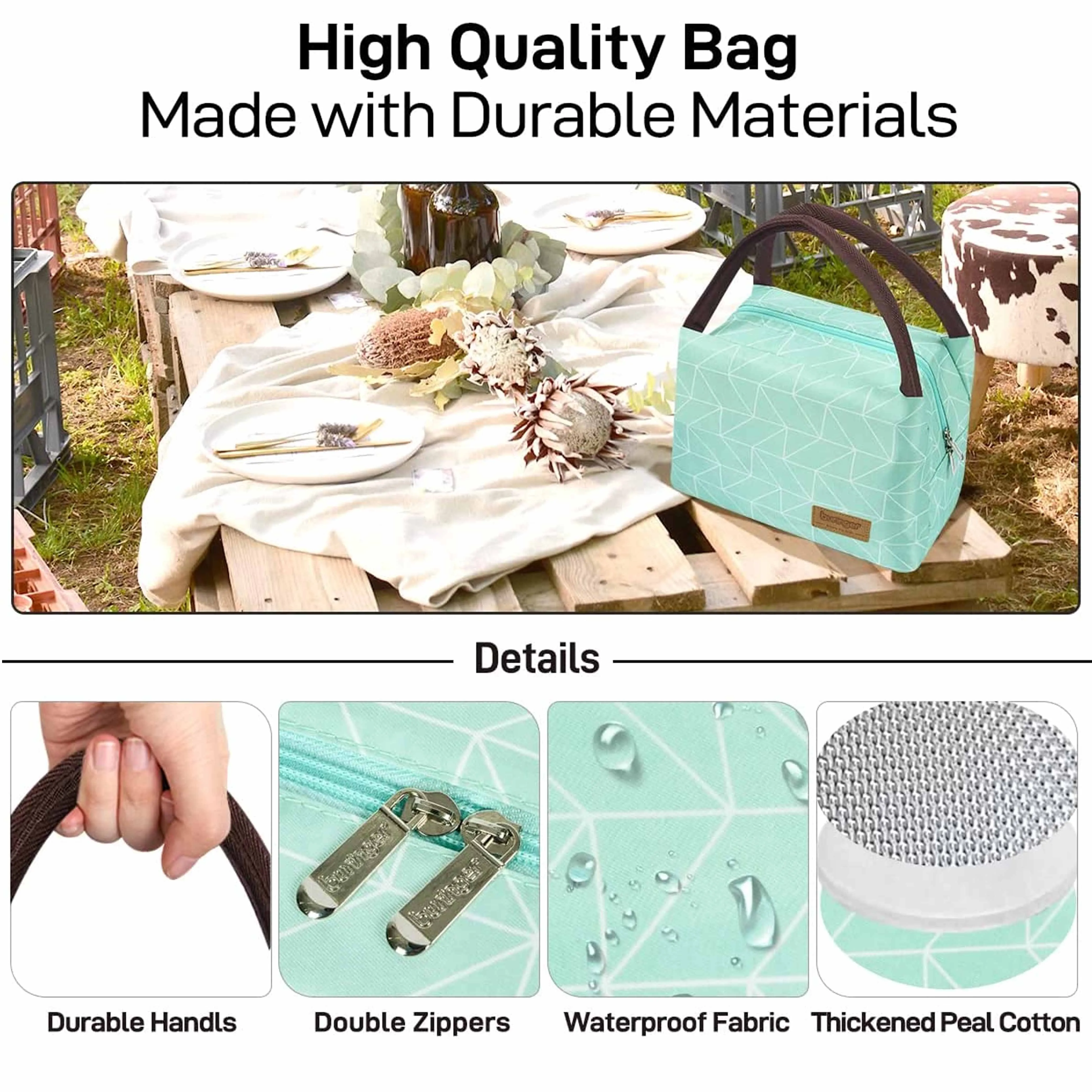 2 Buringer Reusable Insulated Lunch Bag Cooler Tote Box Meal Prep Work Picnic