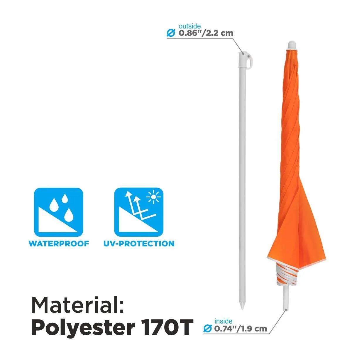 4, 5 ft Orange Folding Beach Umbrella with Carry Bag