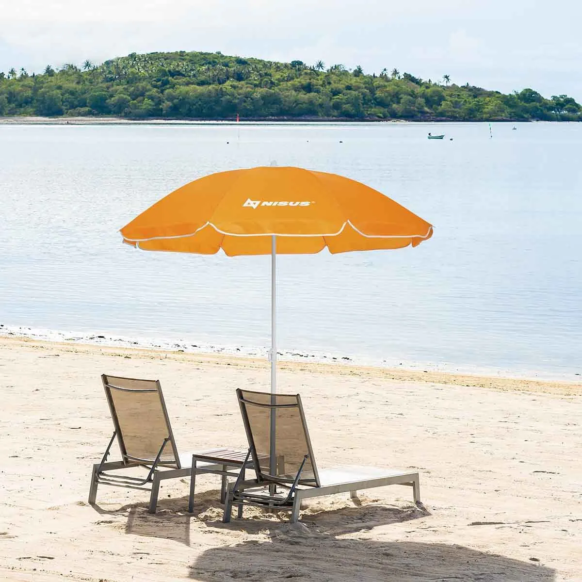 4, 5 ft Orange Folding Beach Umbrella with Carry Bag