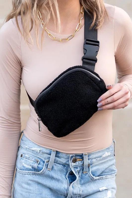 Aili's Corner Lola Boucle Sherpa Sling/Belt Bag