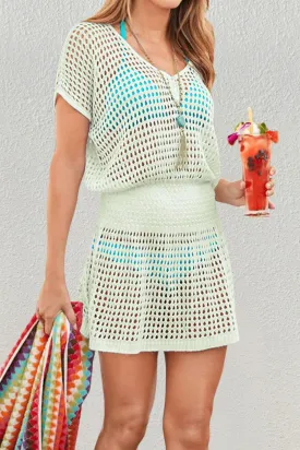 Beach Bikini Tunic White Crochet Skirt