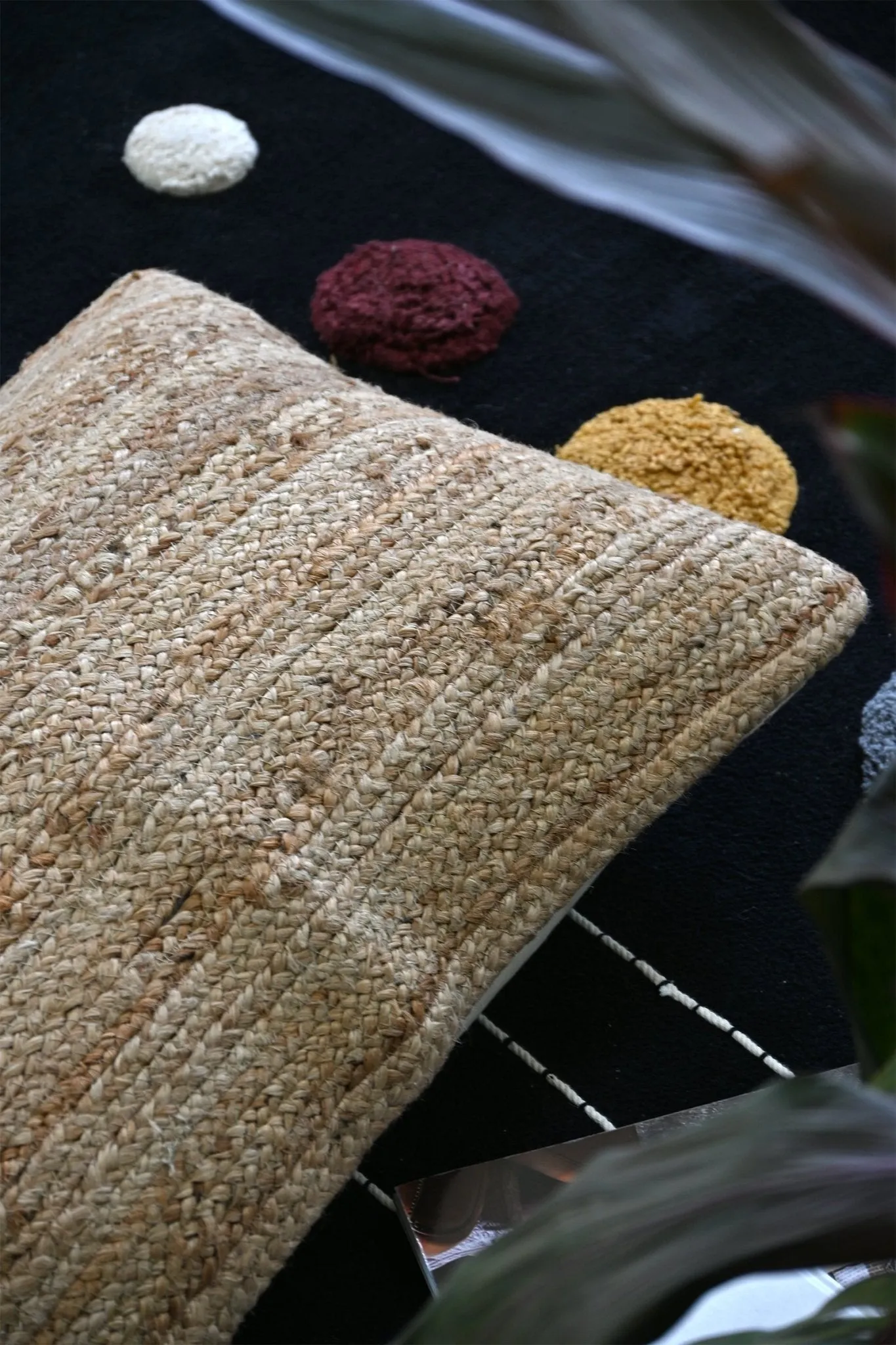 BELLARY- LUMBAR CUSHION COVER - JUTE BRAIDED