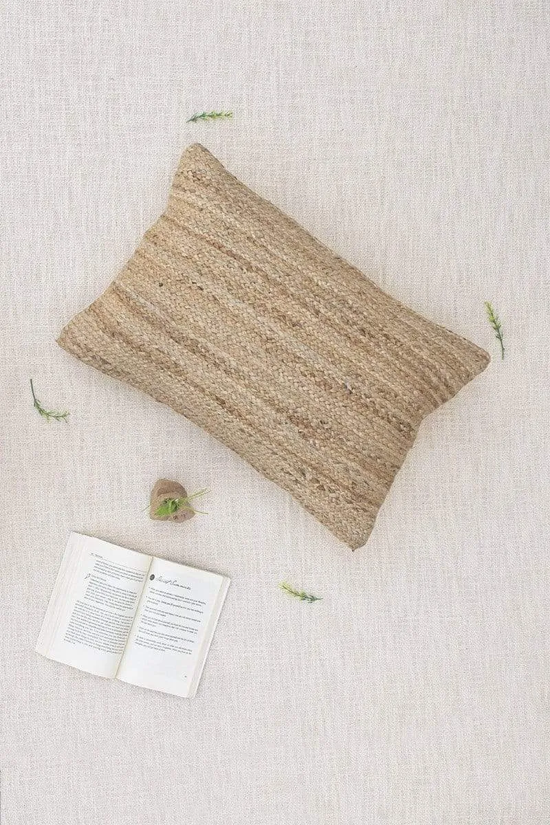 BELLARY- LUMBAR CUSHION COVER - JUTE BRAIDED