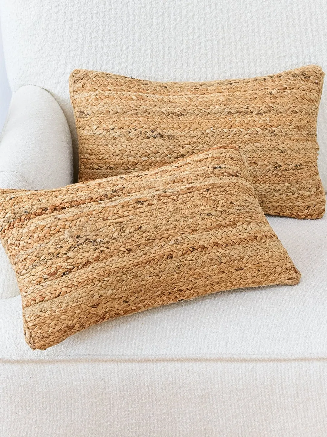 BELLARY- LUMBAR CUSHION COVER - JUTE BRAIDED