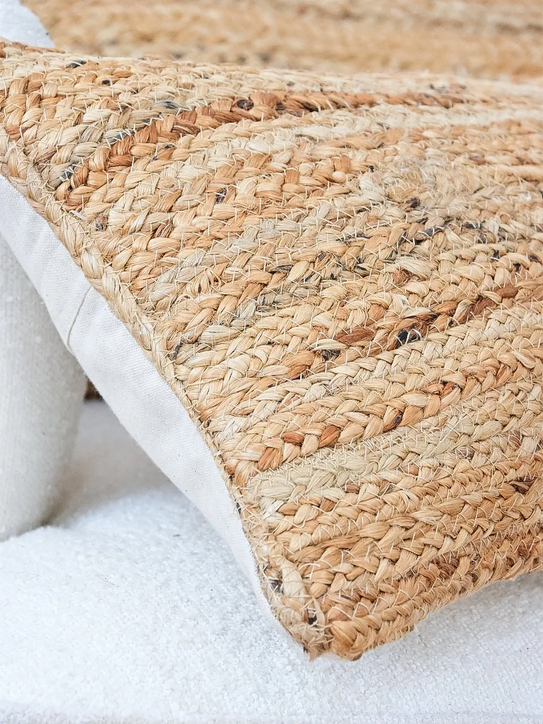 BELLARY- LUMBAR CUSHION COVER - JUTE BRAIDED