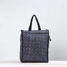 Black - Handmade Ajrakh Block Printed Cotton Shopping Bag 01