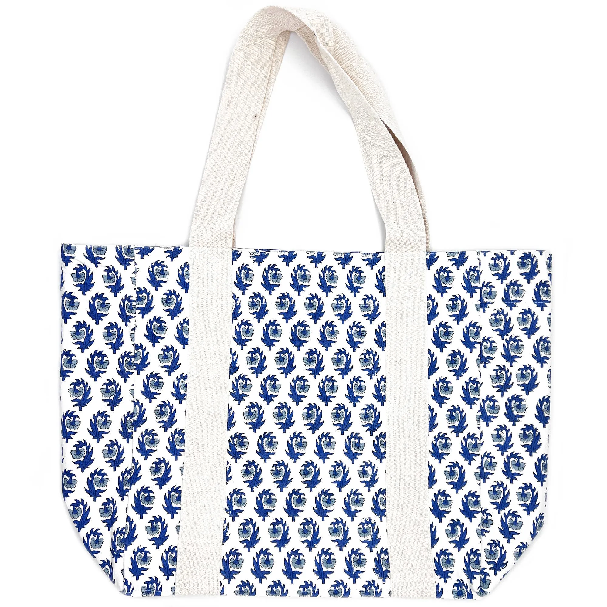 Block Printed Canvas Bag - Captivating Blooms