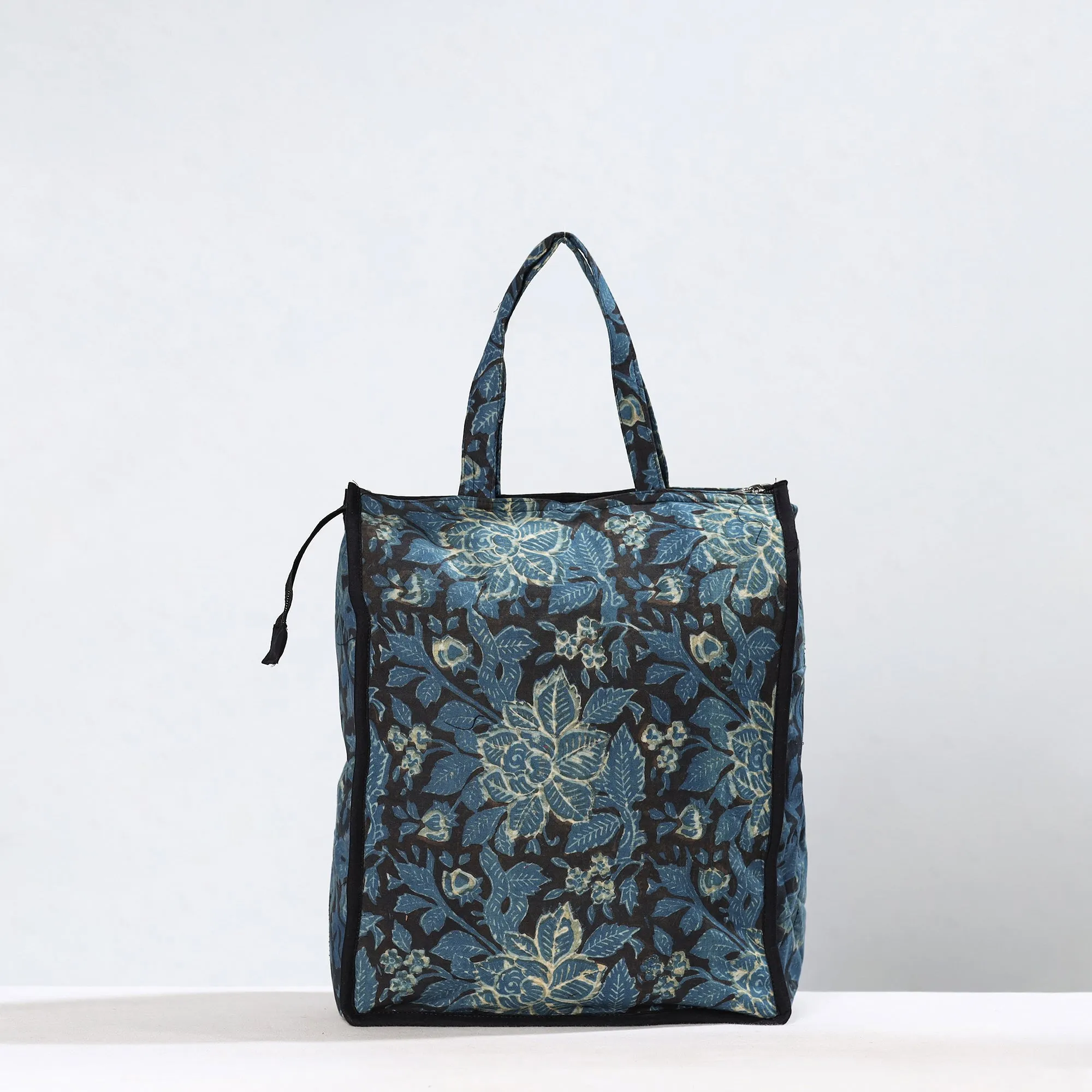 Blue - Handmade Bagru Block Printed Cotton Shopping Bag 10