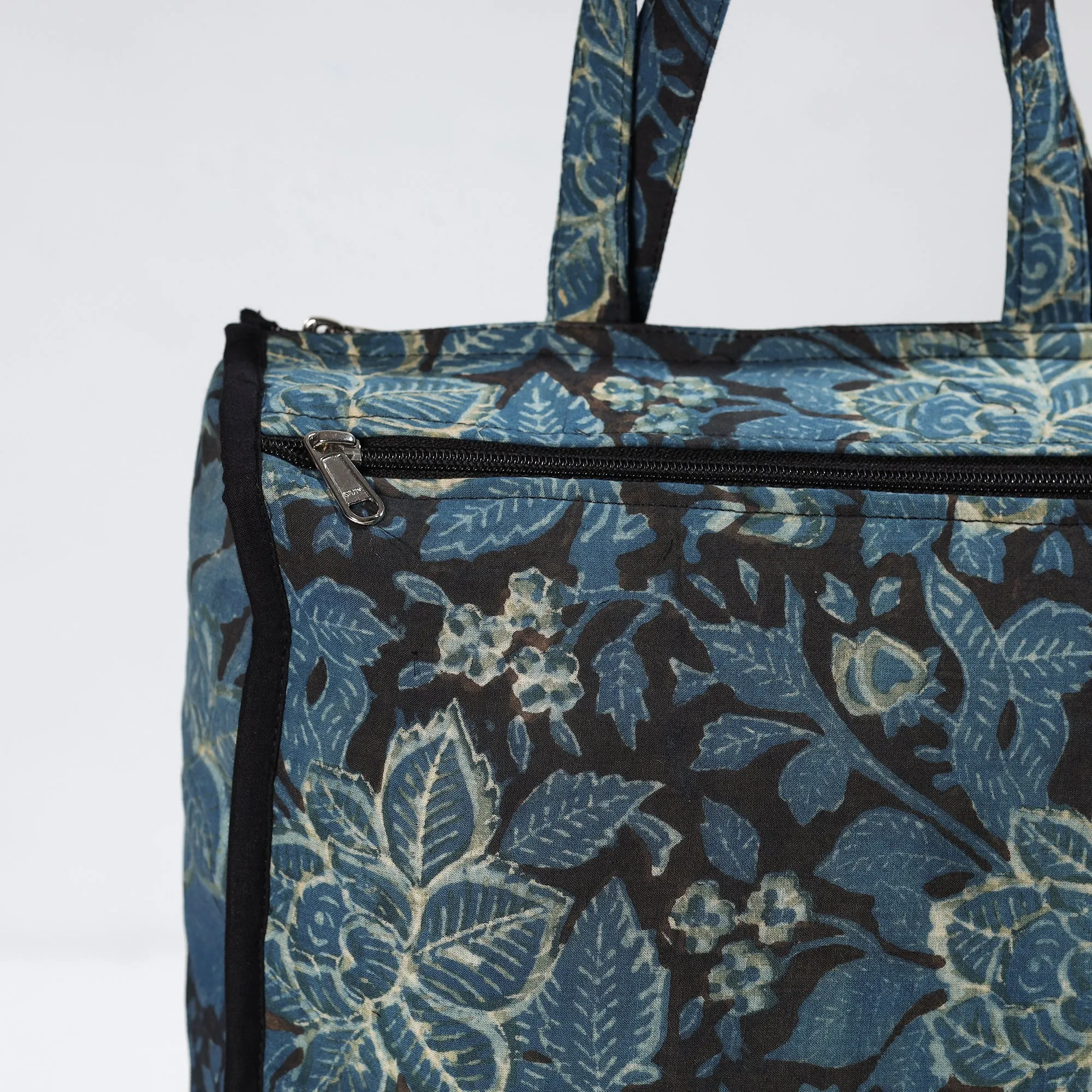 Blue - Handmade Bagru Block Printed Cotton Shopping Bag 10