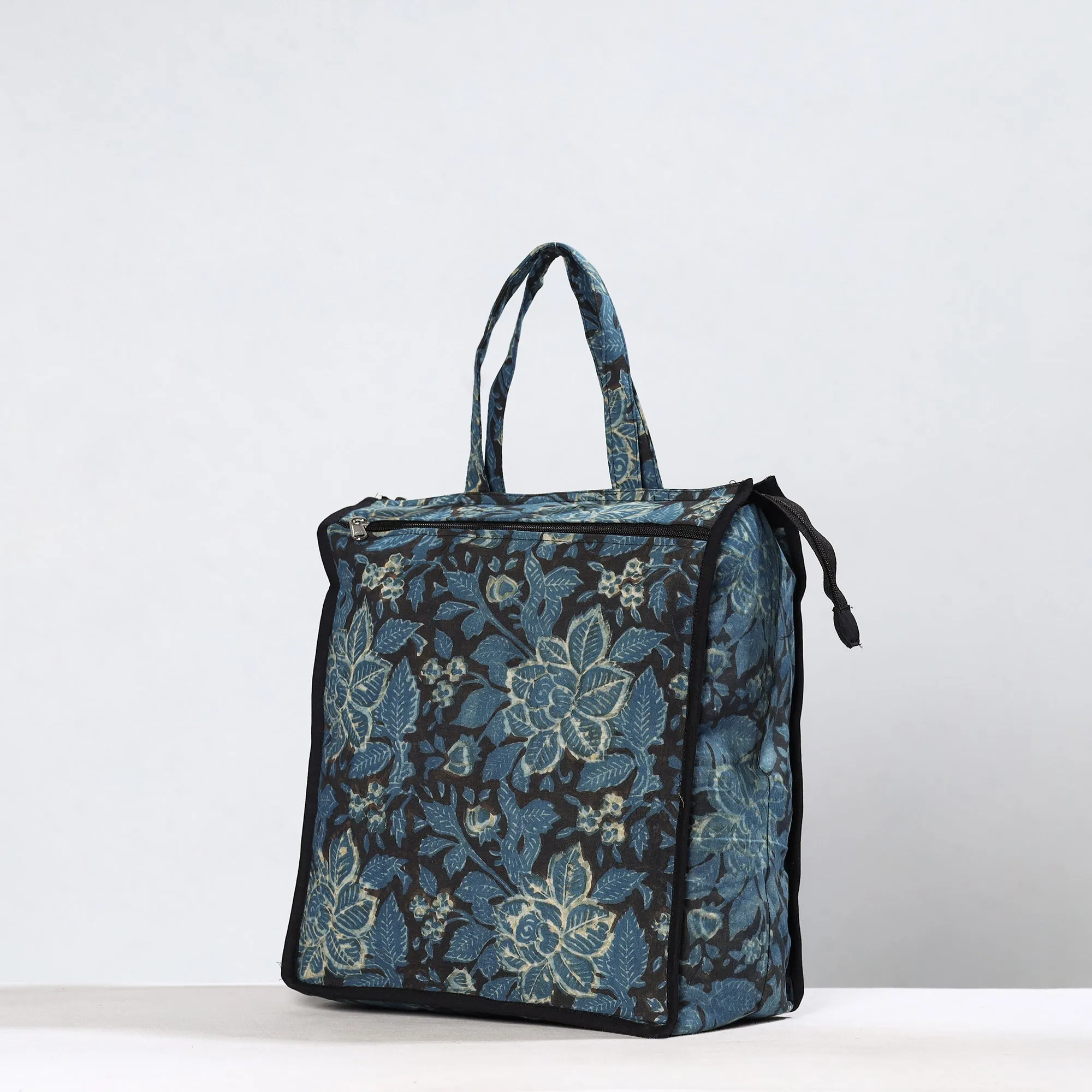 Blue - Handmade Bagru Block Printed Cotton Shopping Bag 10