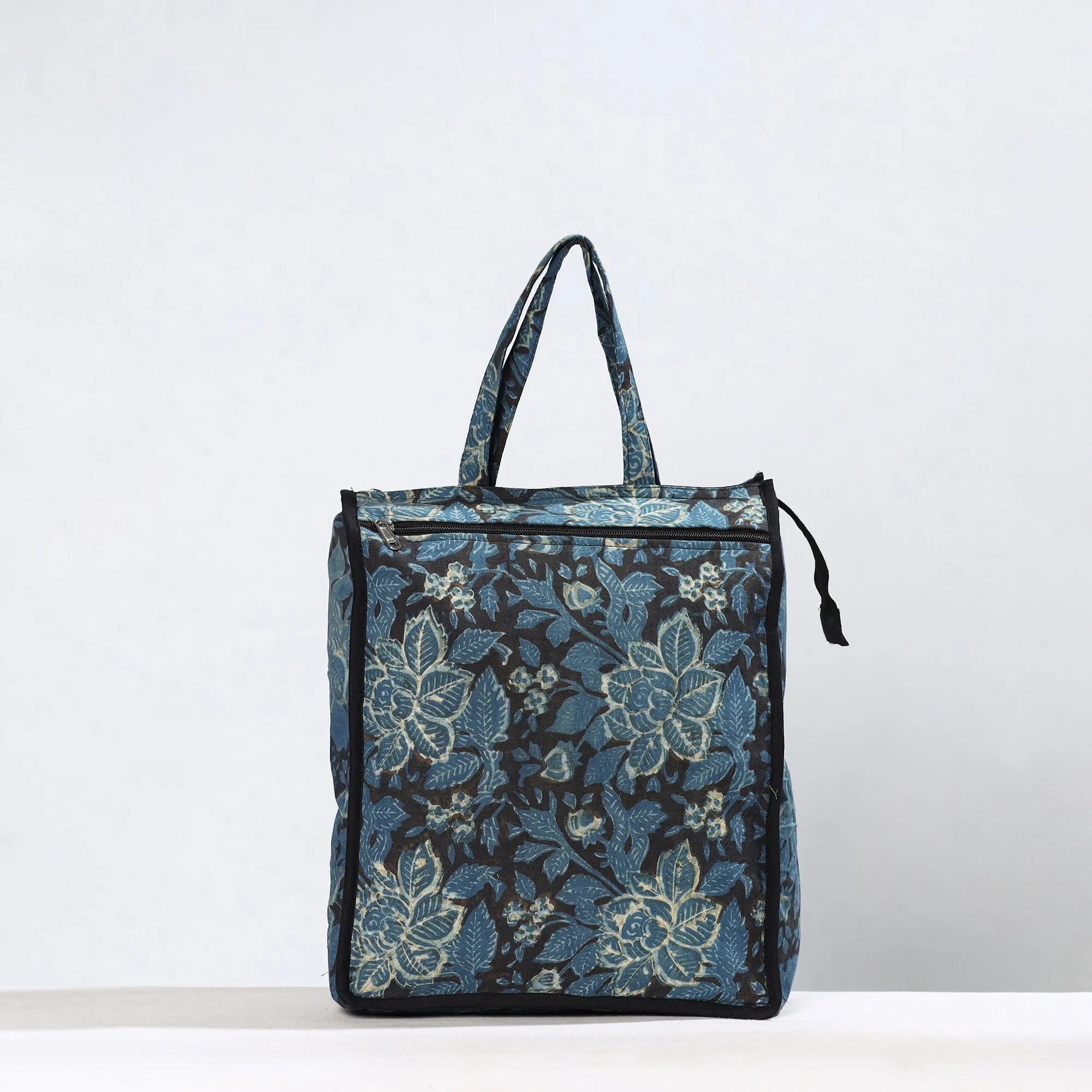 Blue - Handmade Bagru Block Printed Cotton Shopping Bag 10