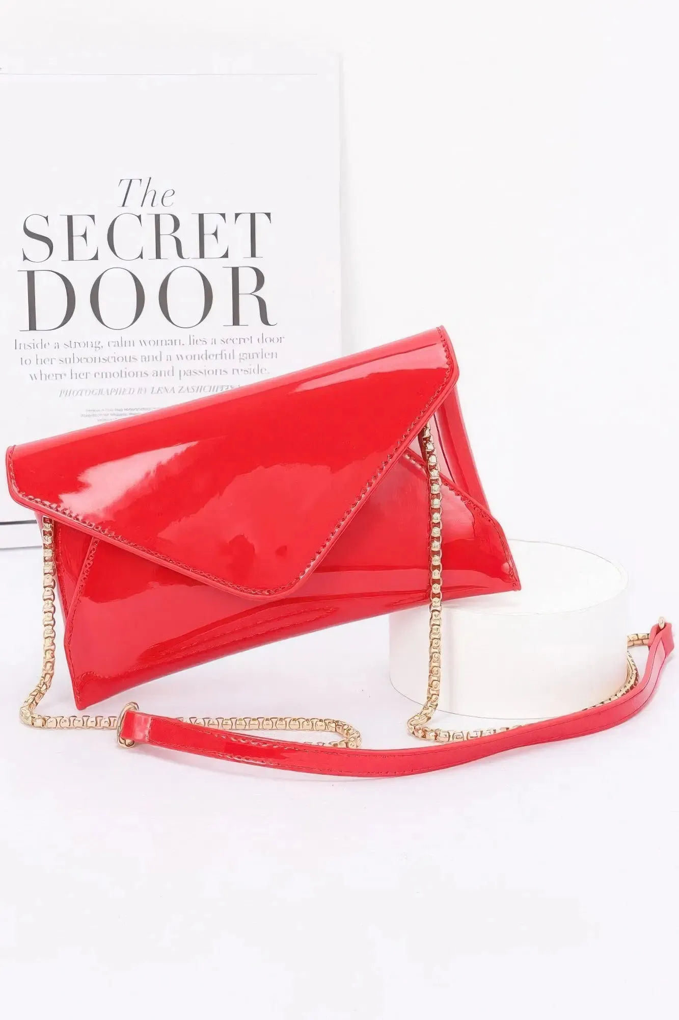 Enamel Envelope Clutch