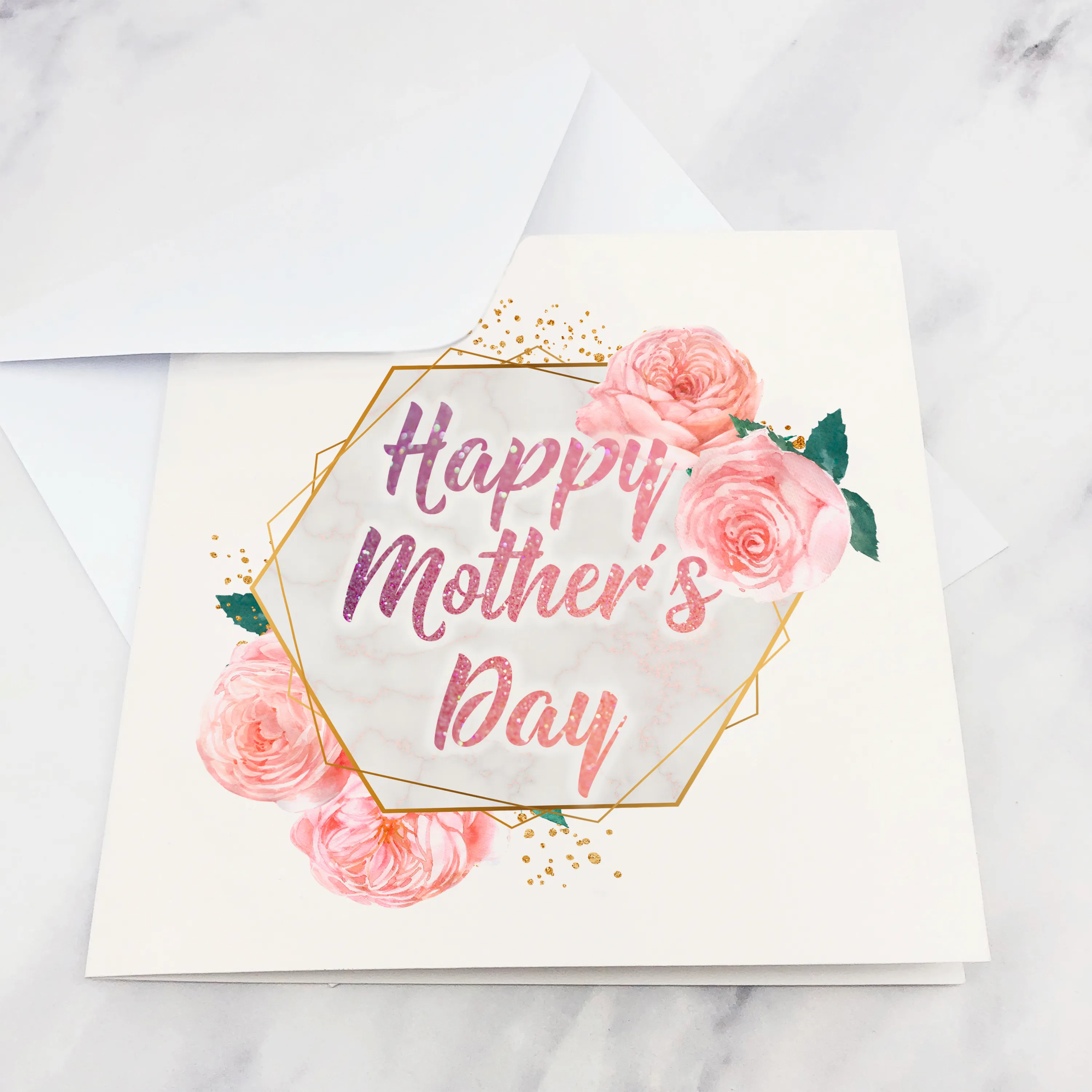 Floral Geometric Happy Mother's Day Card