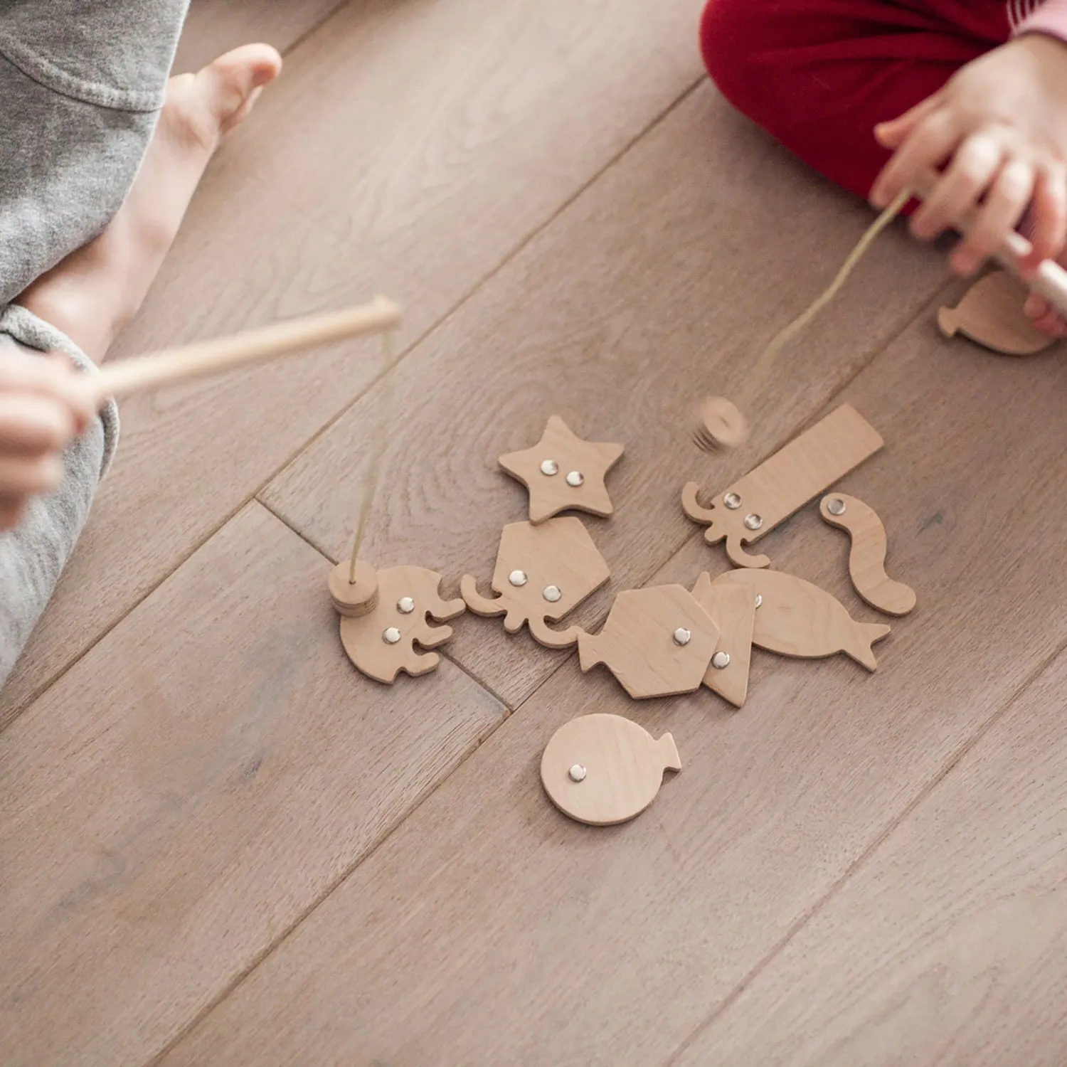 Geometric Fish Wooden Game with Magnets - Natural Finish by Babai