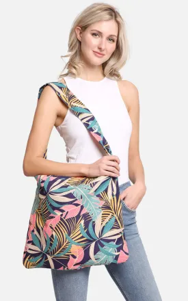 JTB002-21 2 in 1 Palm Tree Leaves Pattern Beach Towel & Beach Bag