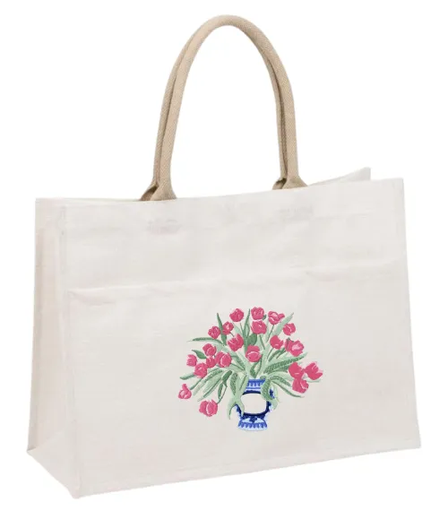 Jute Pocket Tote - multiple colors
