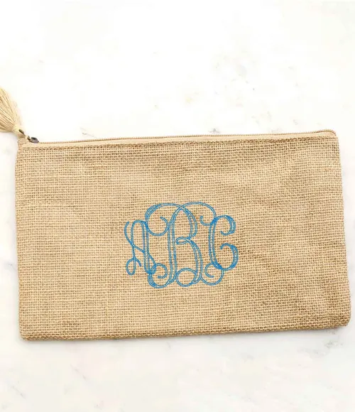 Jute Zipper Pouch - multiple colors