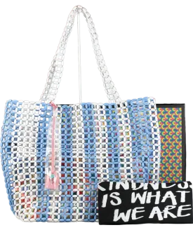 Kurt Geiger Blue Beaded Kensington Shopper Bag