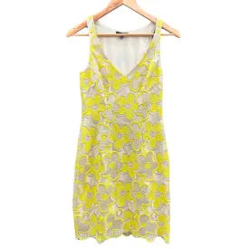 Lemon Yellow & Metallic 60’s Inspired Mini-Dress