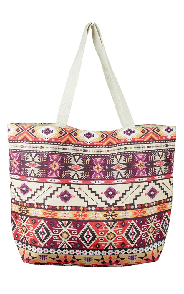 MB0086 Colorful Aztec & Tribe Mix Pattern Tote Bag