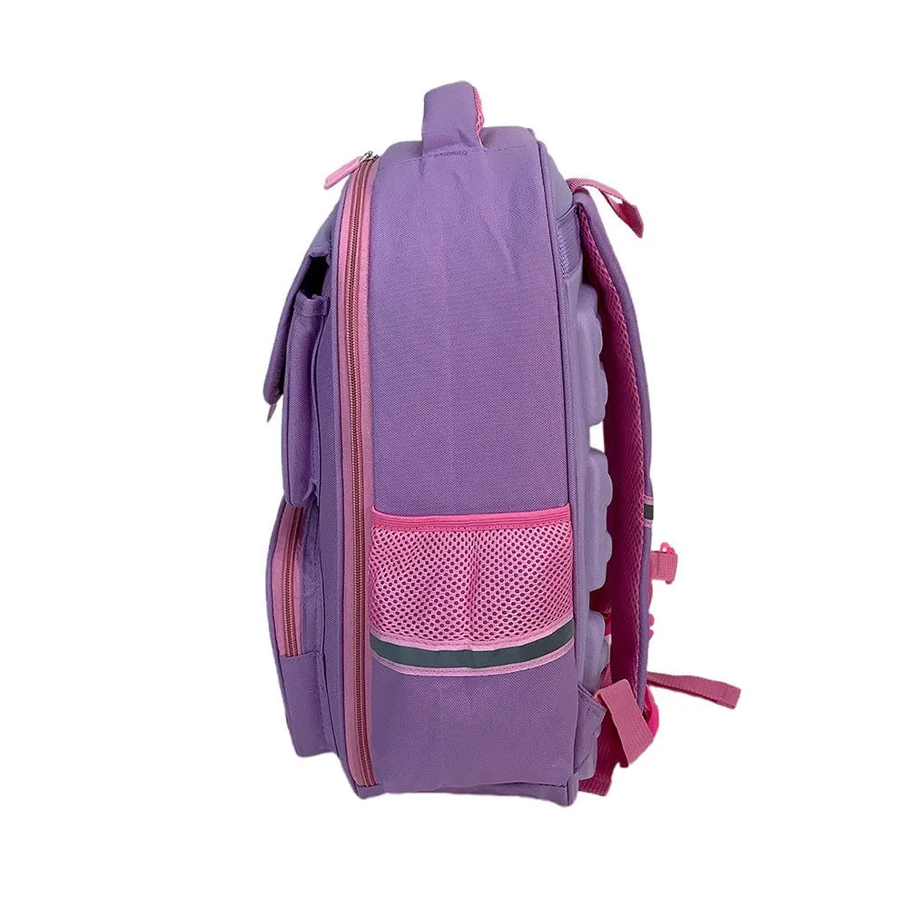 Pink & Purple Crest Design School Backpack for Kids
