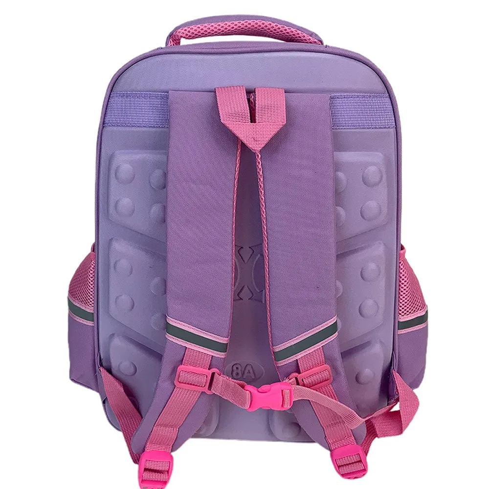 Pink & Purple Crest Design School Backpack for Kids