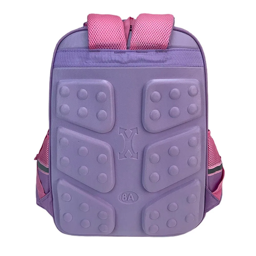 Pink & Purple Crest Design School Backpack for Kids