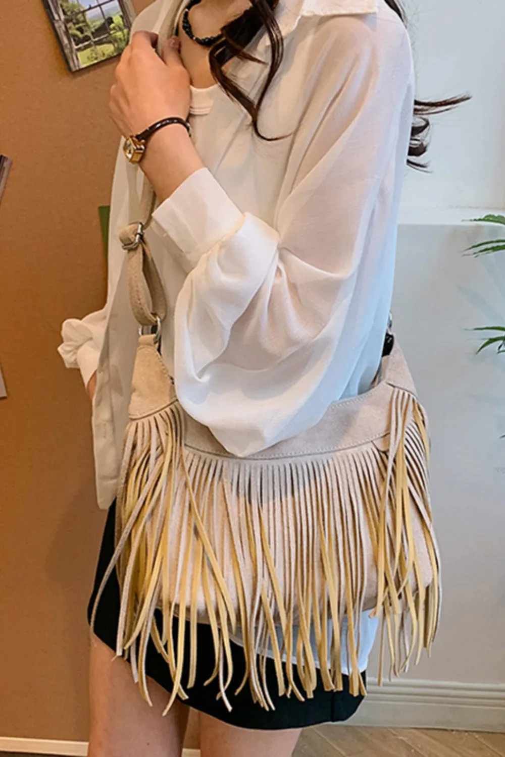 Suede Fringe Bag