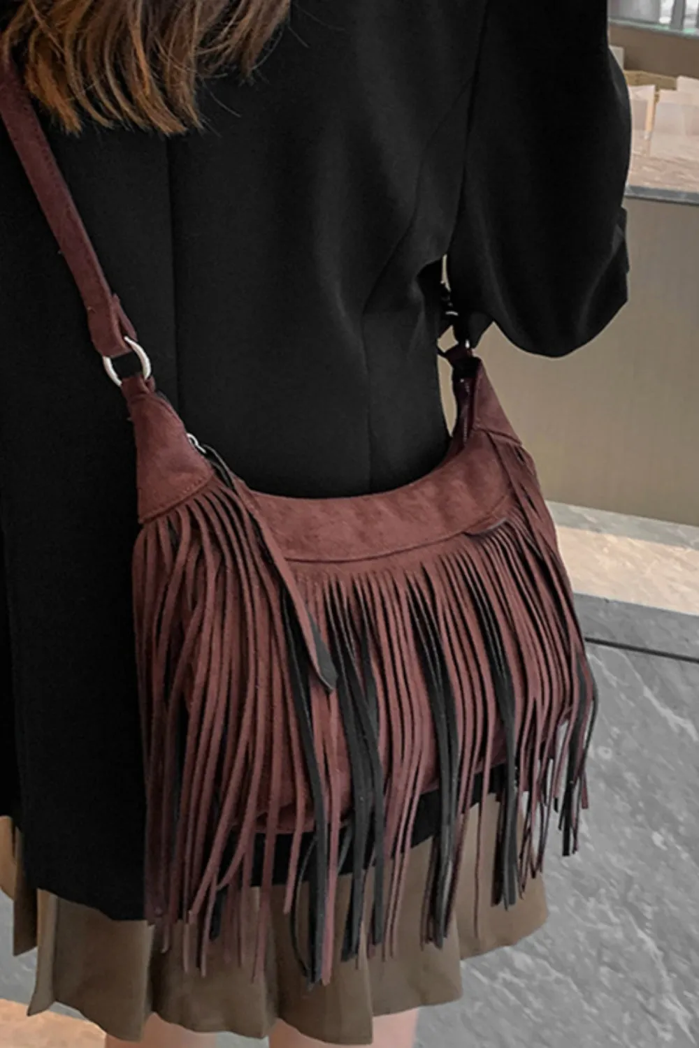 Suede Fringe Bag