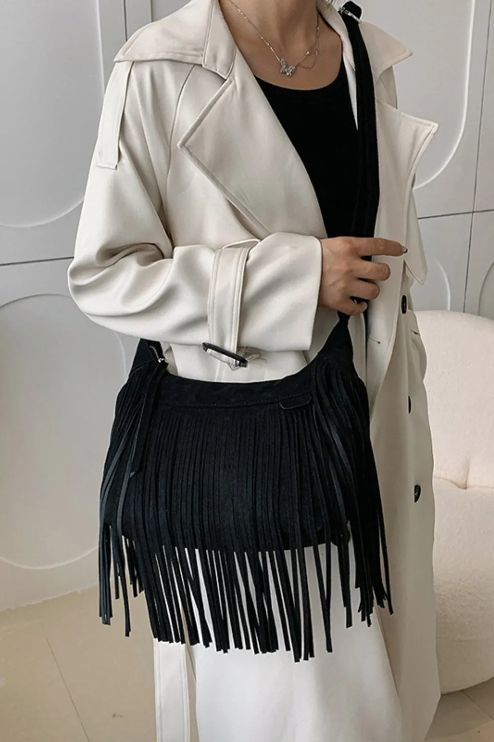 Suede Fringe Bag